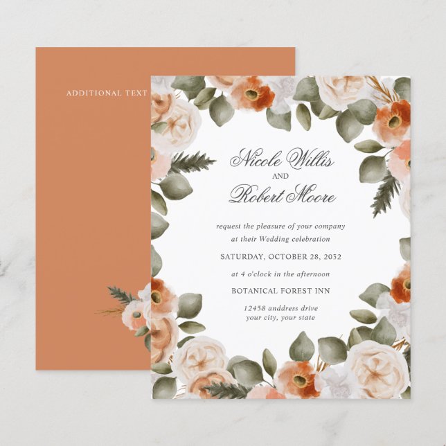 Lámina Naranja de Moda Presupuestaria Ivory Sage Boda flo (Anverso / Reverso)