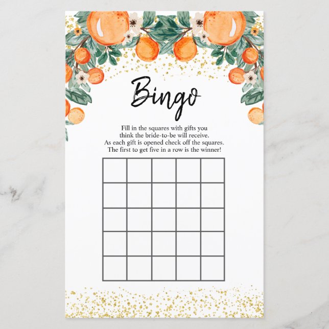Lámina Naranja de presión principal Bridal Shower Bingo J (Anverso)