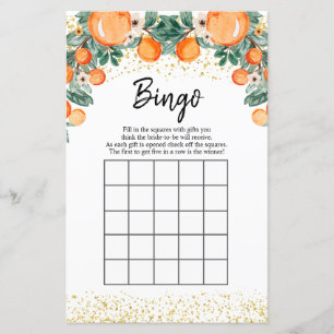 Lámina Naranja de presión principal Bridal Shower Bingo J