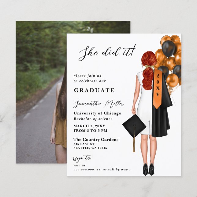 Lámina Naranja De Presupuesto Foto Simple Que Hizo Gradua (Anverso / Reverso)