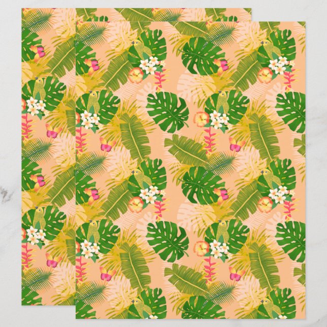 Lámina Naranja de verano de follaje tropical (Anverso / Reverso)