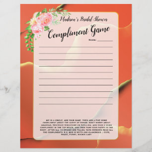Lámina Naranja Divertido Bridal Shower Icebreaker 💕 5 ju