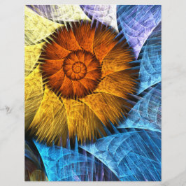 Lámina Naranja floral Azul amarillo Abstracto Cabezal de