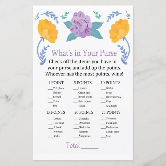 Lámina Naranja Flores púrpuras ¿Qué hay en tu juego de bo (Anverso)