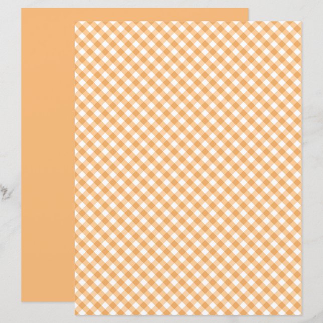 Lámina Naranja Gingham Scrapbook Paper (Anverso / Reverso)