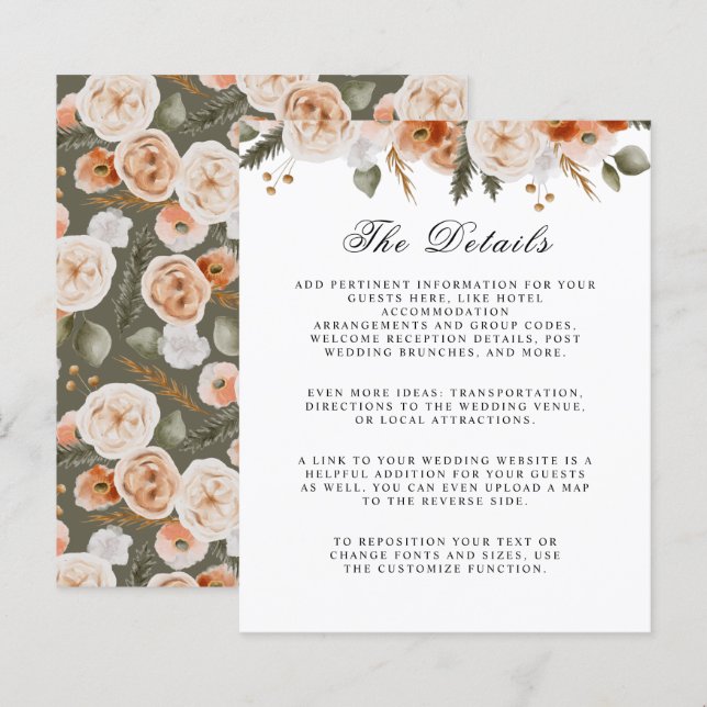 Lámina Naranja Ivory Moss Detalles del boda de presupuest (Anverso / Reverso)