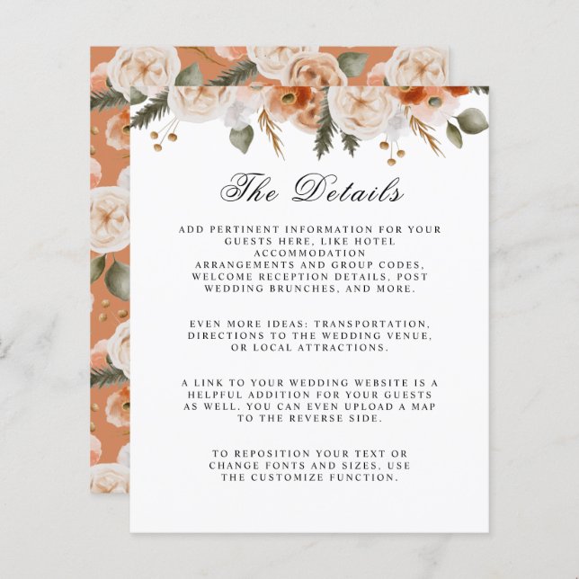 Lámina Naranja Ivory Moss Detalles del boda de presupuest (Anverso / Reverso)