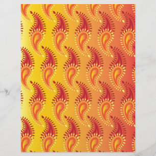 Lámina Naranja oriental Doble llama Patrón Paisley persa