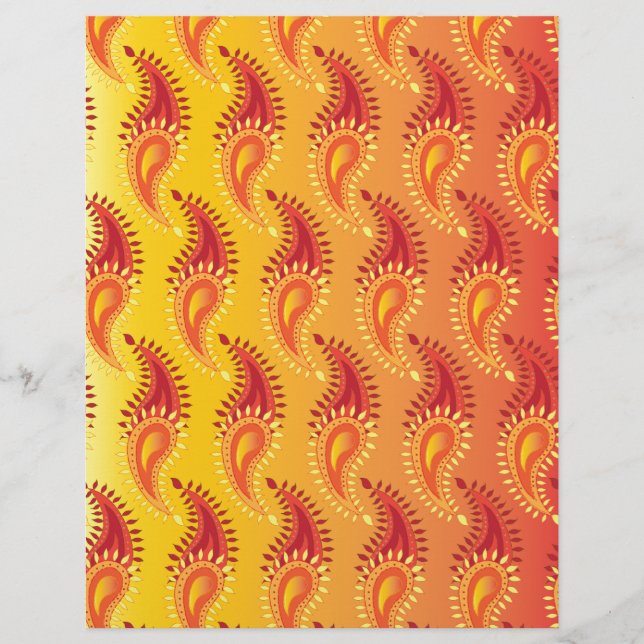 Lámina Naranja oriental Doble llama Patrón Paisley persa (Anverso)