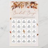 Naranja otoño y otoño flores Boho Bingo de novias