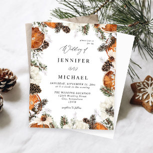 Lámina Naranja Presupuestario y Boda Rústico Floral Blanc