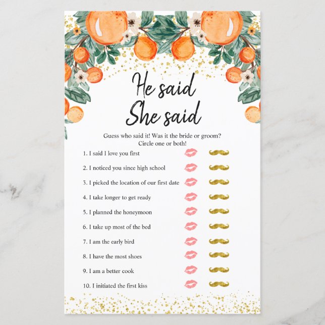 Lámina Naranja principal squeeze dijo que dijo que tarjet (Anverso)