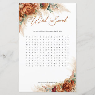 Lámina Naranja quemado burgundy verde pampas Word Search