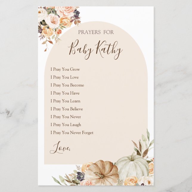 Lámina Naranja quemado Calabaza Oraciones de amor para Ró (Anverso)