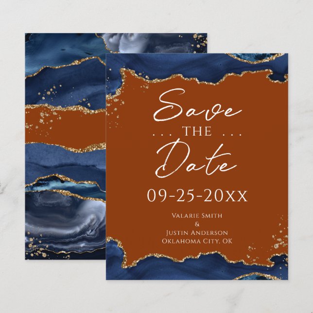 Lámina Naranja quemado de agate azul de la marina salva l (Anverso / Reverso)