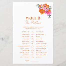 Lámina Naranja Rosa Baby Shower Prefiere Jugar