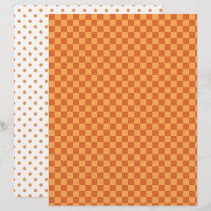 Lámina Naranja/ Rust Checkerboard y Polka Dots Scrapbook