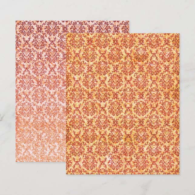 Lámina Naranja shabby papel de libro de recortes con moti (Anverso / Reverso)