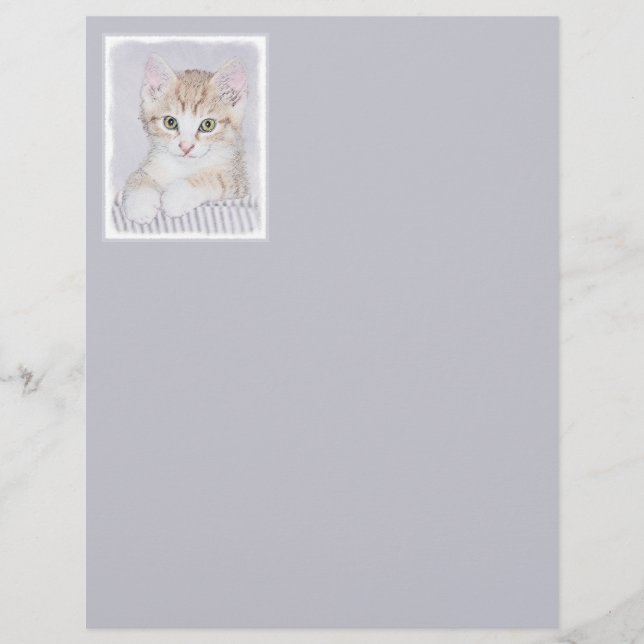 Lámina Naranja Tabby Kitten Pintura - Arte Gato Original (Anverso)