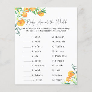 Lámina Naranjas cítricas - Juego para baby shower