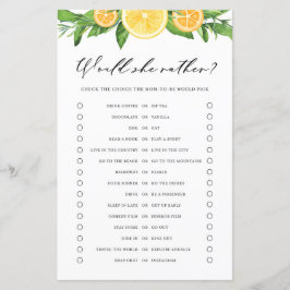 Lámina Naranjas De Lemons Prefieren Juego De Baby Shower