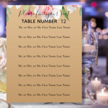 Narciso Blanco en Letrero de Asientos de Boda de C