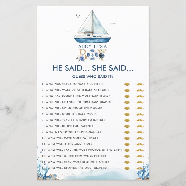 Lámina Nautical Ahoy Es un chico que dijo que era el jueg (Anverso)