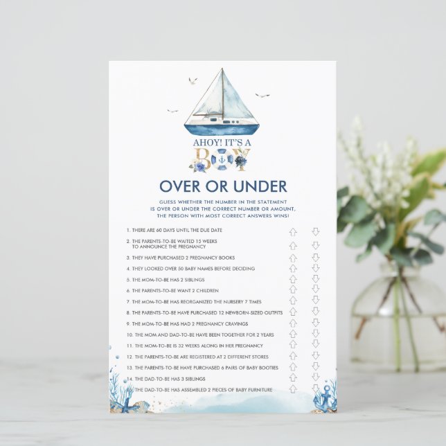 Lámina Nautical Ahoy es un juego de niños con o sin bebé (Anverso de pie)