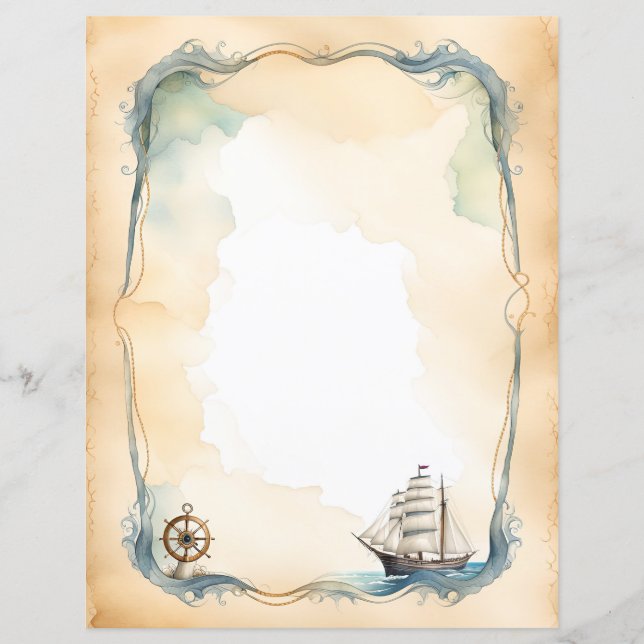 Lámina Nautical Ship and Wheel (Anverso)
