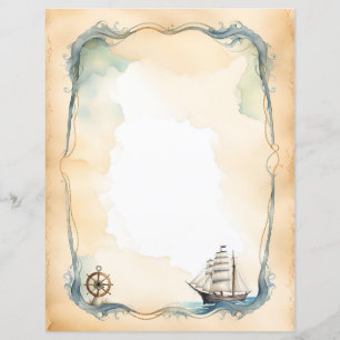 Lámina Nautical Ship and Wheel