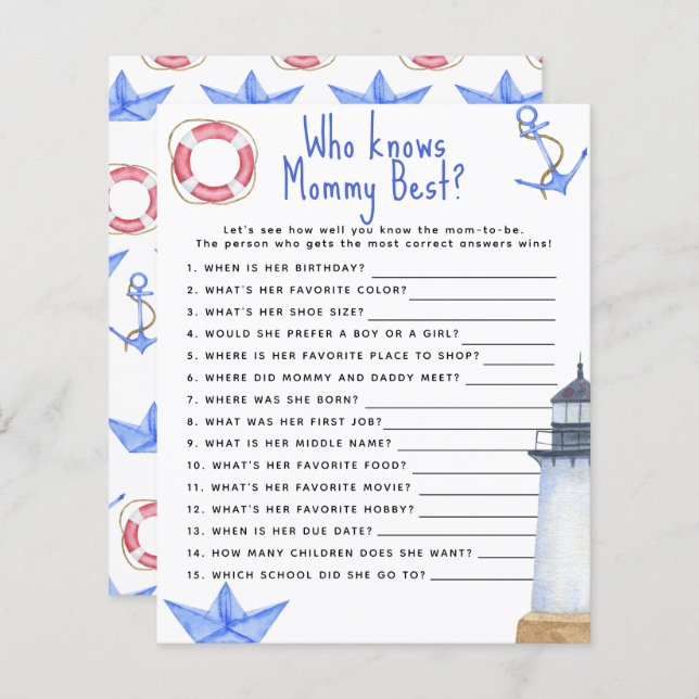 Lámina Náutico - Quién conoce mejor a mamá (Anverso / Reverso)