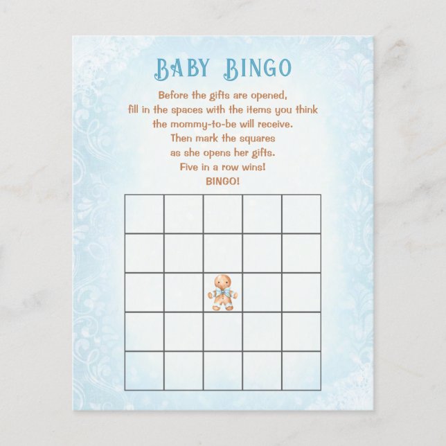 Lámina Navidad Niño Juego Baby Shower Bingo (Anverso)