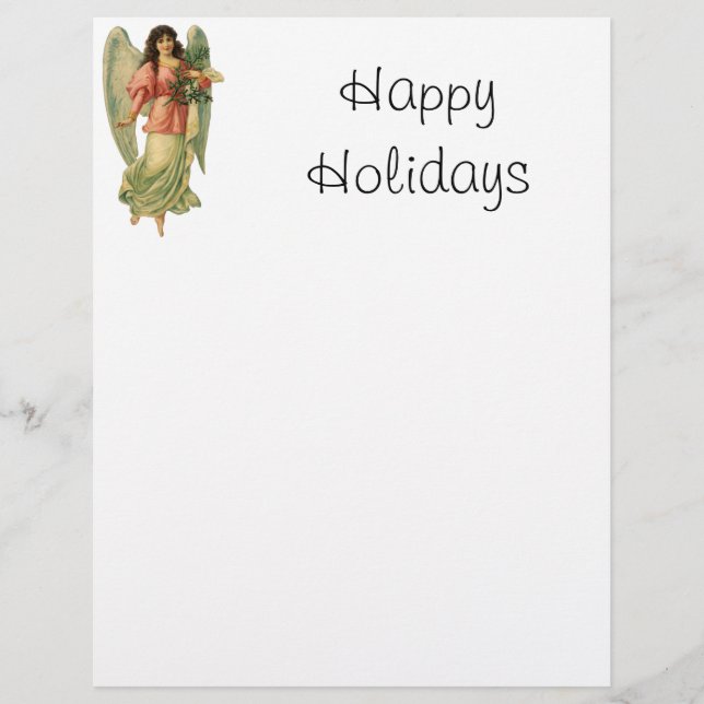 Lámina Navidad vintage, Ángel victoriano antiguo (Anverso)