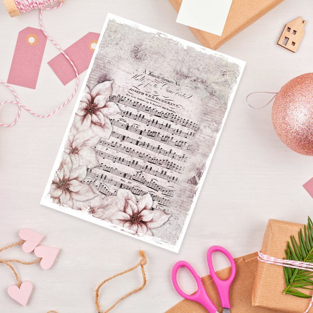 Lámina Navidades alemanes Música Poinsettias Vintage (Subido por el creador)