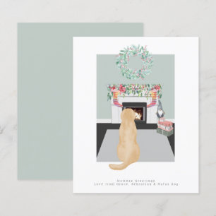 Lámina Navidades Amarillo Labrador Lugar de la chimenea d