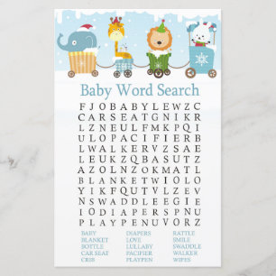 Lámina Navidades animales entrenan Baby Shower Word Searc