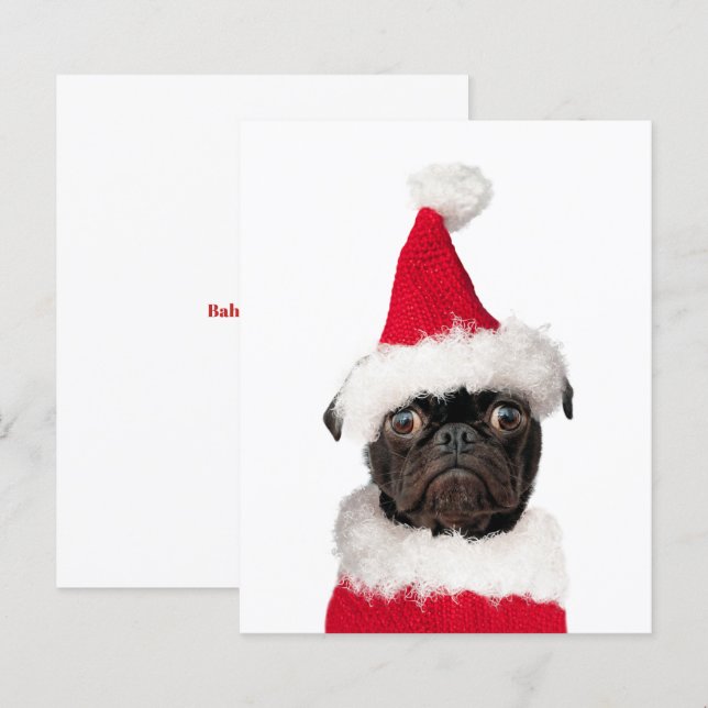 Lámina Navidades baratos de presupuesto pug pipy Santa (Anverso / Reverso)
