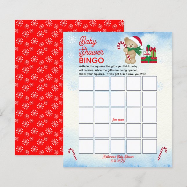 Lámina Navidades Bear Bearly Wait Boy Bingo Baby Shower (Anverso / Reverso)