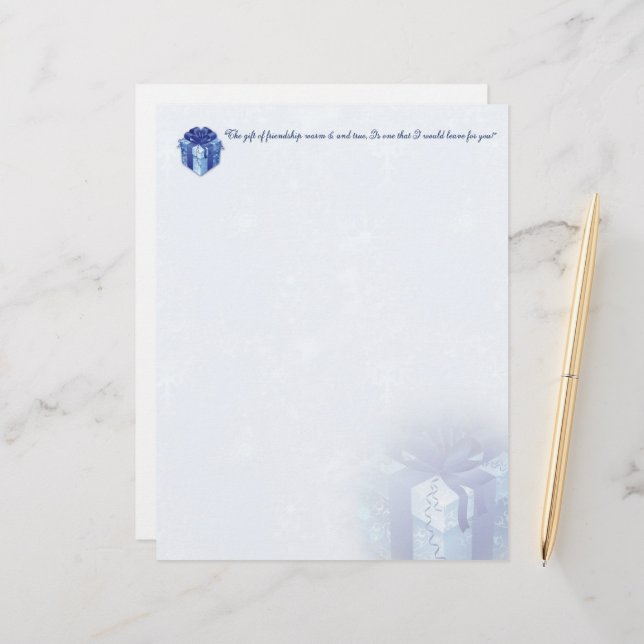 Lámina Navidades Blue Gift Box Stationery (Anverso/Reverso In Situ)