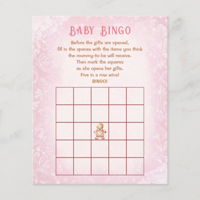 Lámina Navidades Chica Baby Shower Juego Bingo (Anverso)
