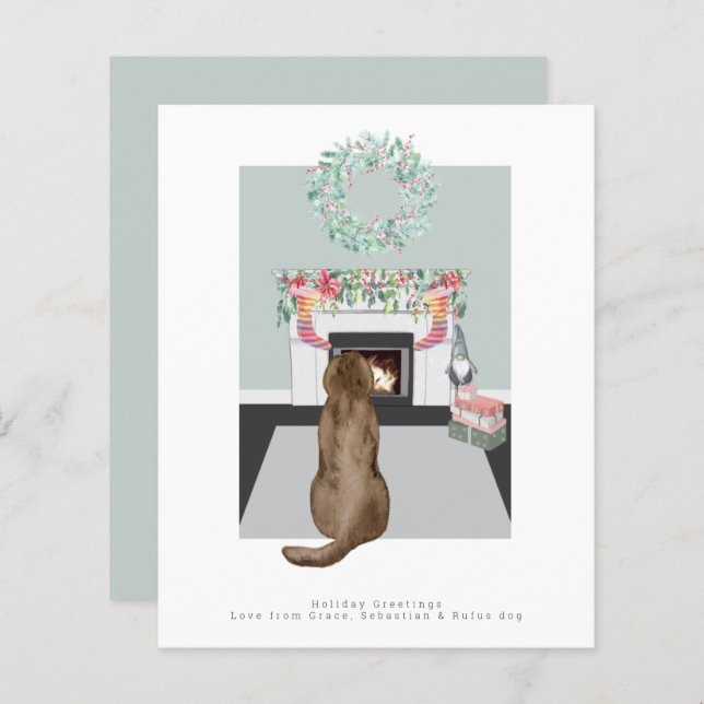 Lámina Navidades Chocolate Labrador Escenario de chimenea (Anverso / Reverso)