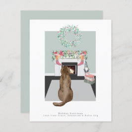 Lámina Navidades Chocolate Labrador Escenario de chimenea