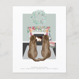 Lámina Navidades Chocolate Labrador Perros chimenea escen