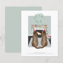 Lámina Navidades Chocolate Labrador Perros chimenea escen