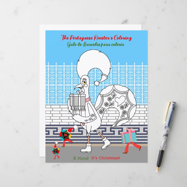 Lámina Navidades colocan cartel en portugués para niños (Anverso/Reverso In Situ)