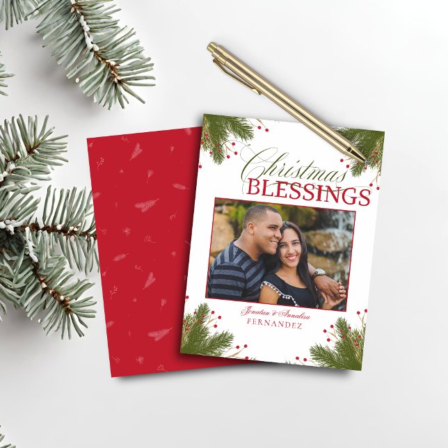 Lámina Navidades cristianos elegantes de presupuesto bend (Budget Elegant Christian Christmas Blessings Photo Card)