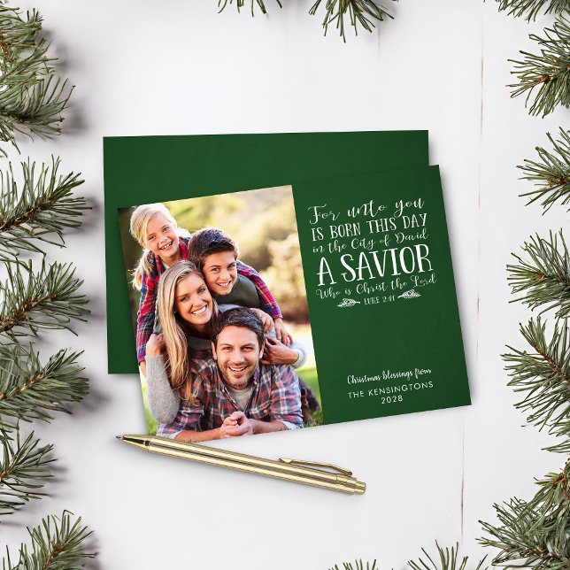 Lámina Navidades cristianos presupuestales versus foto na (Budget Christian Christmas Verse Holiday Photo Card)