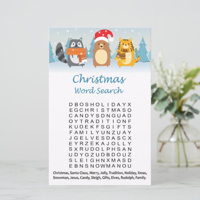 Lámina Navidades de animales de Woodland caza de búsqueda (Anverso de pie)