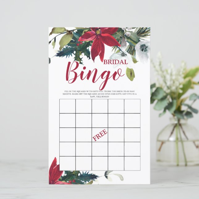 Lámina Navidades de bingo nupcial Juego de novias Poinset (Anverso de pie)