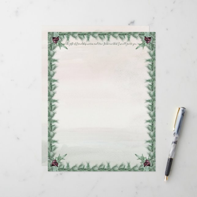 Lámina Navidades de Borgoña Berry Holly Pine (Anverso/Reverso In Situ)